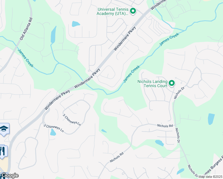 map of restaurants, bars, coffee shops, grocery stores, and more near 4575 Hastings Drive in Cumming