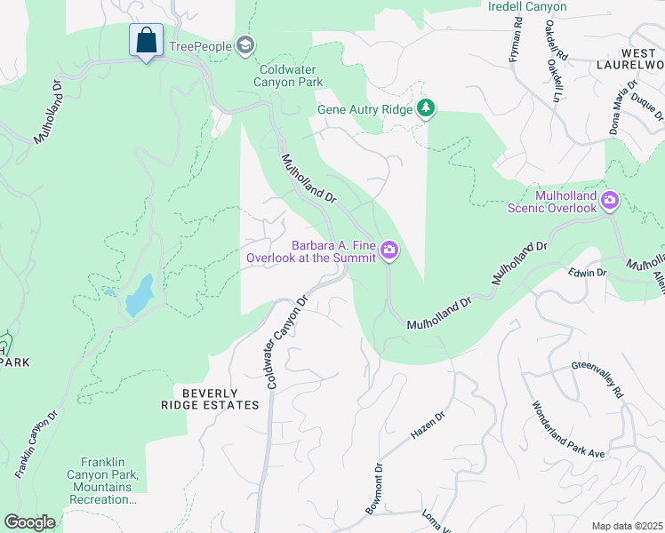 map of restaurants, bars, coffee shops, grocery stores, and more near 9520 Hidden Valley Road in Beverly Hills