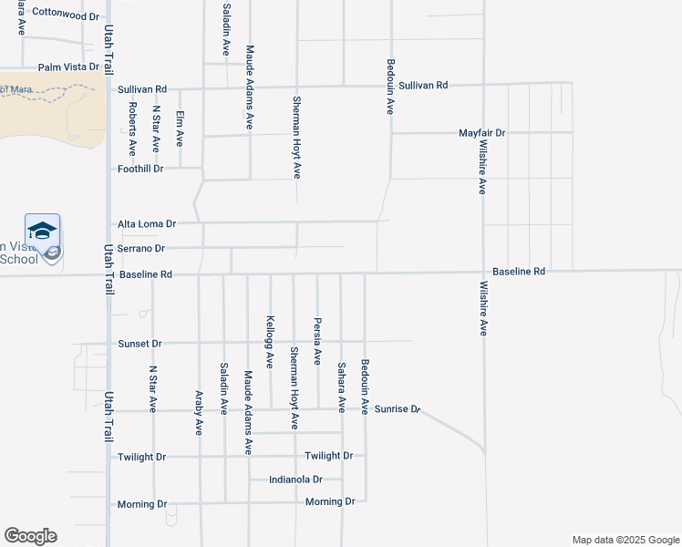 map of restaurants, bars, coffee shops, grocery stores, and more near Sahara Avenue in Twentynine Palms
