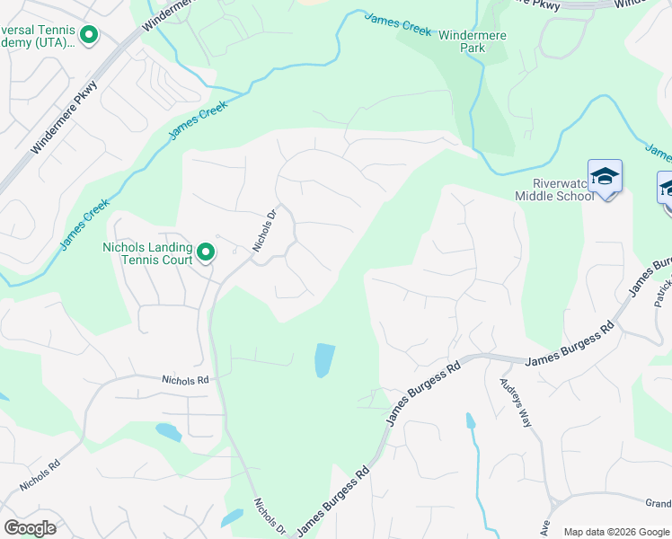 map of restaurants, bars, coffee shops, grocery stores, and more near 380 Rockbass Road in Suwanee