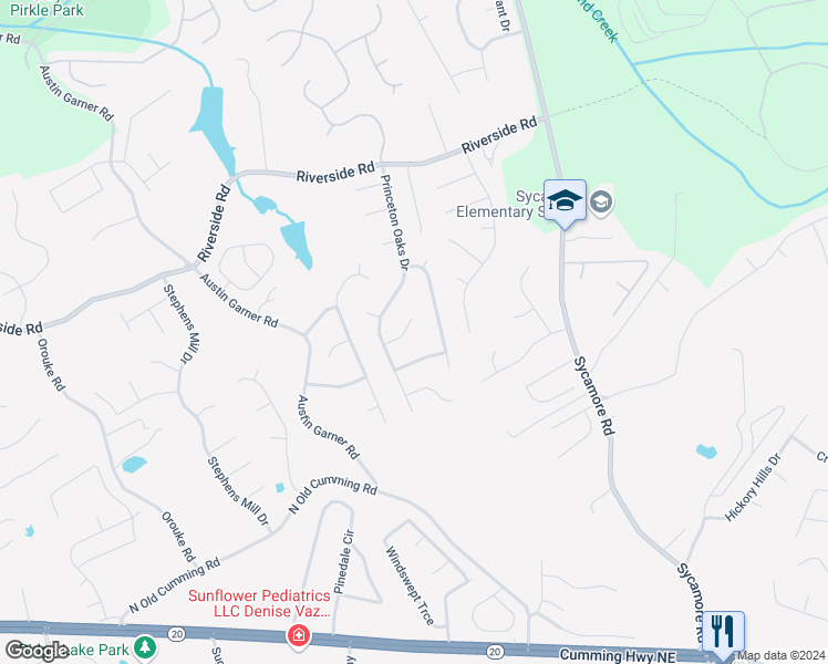 map of restaurants, bars, coffee shops, grocery stores, and more near 1049 Megan Court in Sugar Hill