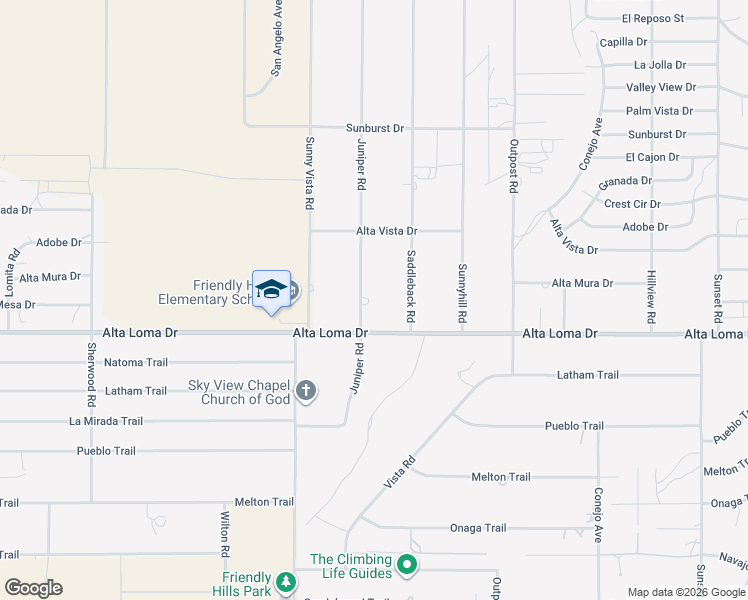 map of restaurants, bars, coffee shops, grocery stores, and more near 7237 Juniper Road in Joshua Tree
