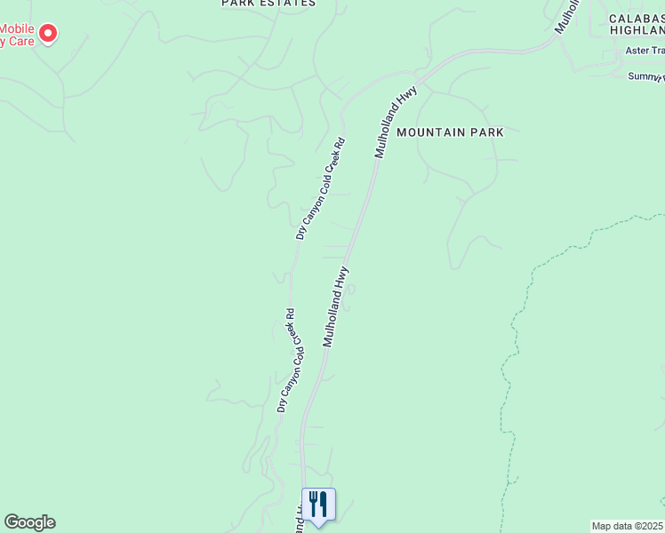 map of restaurants, bars, coffee shops, grocery stores, and more near 3021 Turtle Creek Road in Calabasas