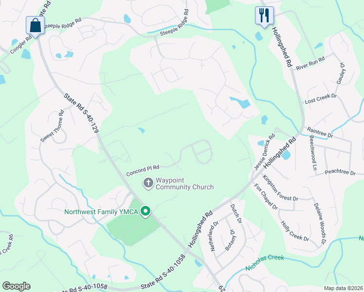 map of restaurants, bars, coffee shops, grocery stores, and more near 315 Concord Place Road in Irmo