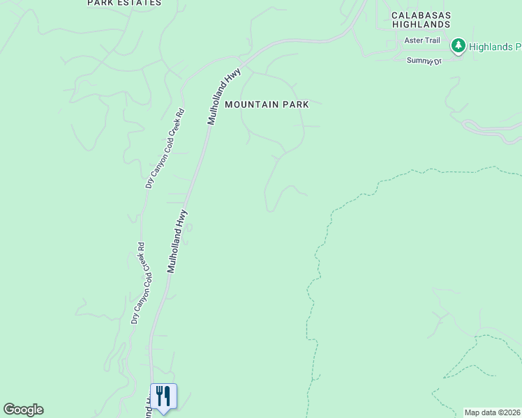 map of restaurants, bars, coffee shops, grocery stores, and more near 3011 Mountain Park Drive in Calabasas