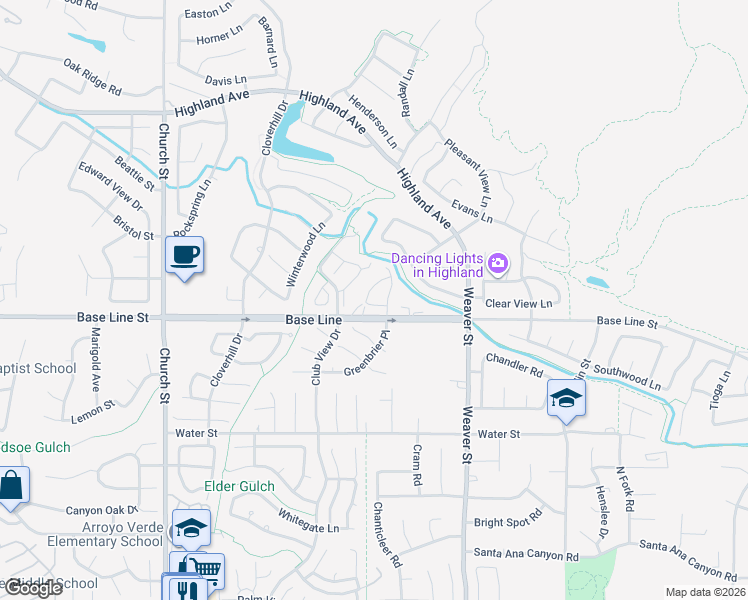 map of restaurants, bars, coffee shops, grocery stores, and more near 29266 Crescent Way in Highland