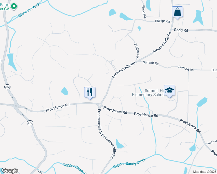 map of restaurants, bars, coffee shops, grocery stores, and more near 13970 Freemanville Road in Milton