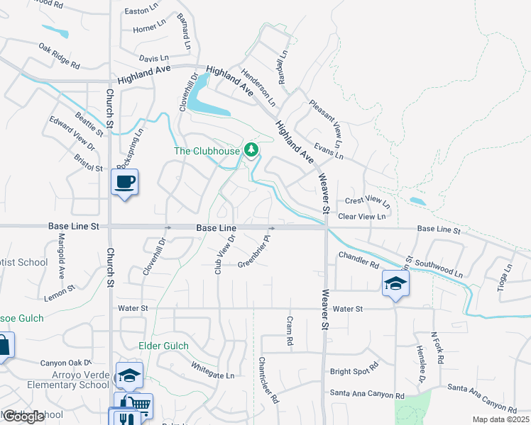 map of restaurants, bars, coffee shops, grocery stores, and more near 7196 Paul Green Drive in Highland