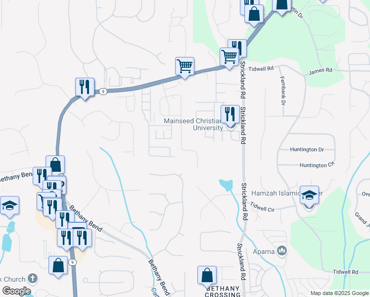 map of restaurants, bars, coffee shops, grocery stores, and more near 3616 Archgate Court in Milton