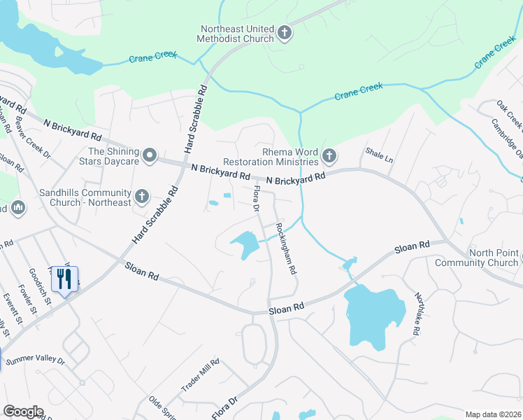 map of restaurants, bars, coffee shops, grocery stores, and more near 1118 Flora Drive in Columbia