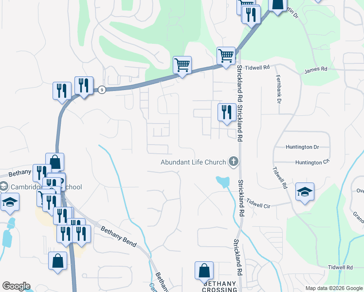 map of restaurants, bars, coffee shops, grocery stores, and more near 3616 Archgate Court in Milton