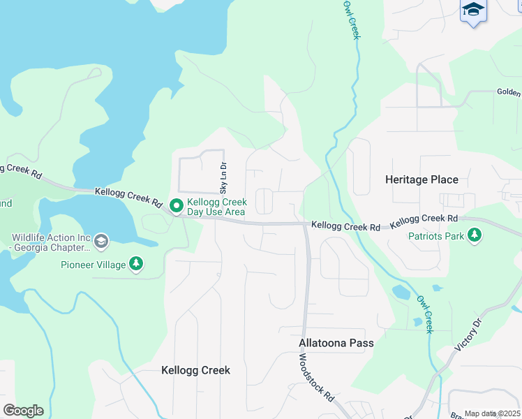 map of restaurants, bars, coffee shops, grocery stores, and more near 416 Blue Sky Circle in Acworth