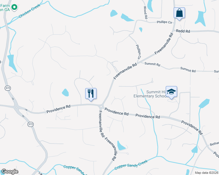 map of restaurants, bars, coffee shops, grocery stores, and more near 13970 Freemanville Road in Milton