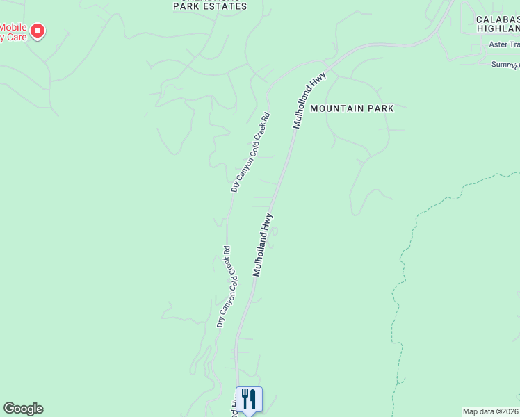map of restaurants, bars, coffee shops, grocery stores, and more near 3021 Turtle Creek Road in Calabasas