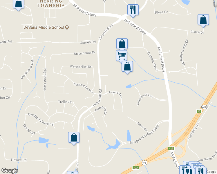 map of restaurants, bars, coffee shops, grocery stores, and more near 1280 Woodmore Way in Alpharetta