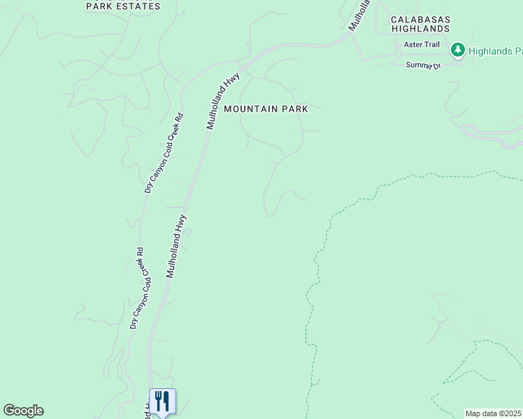 map of restaurants, bars, coffee shops, grocery stores, and more near 3011 Mountain Park Drive in Calabasas