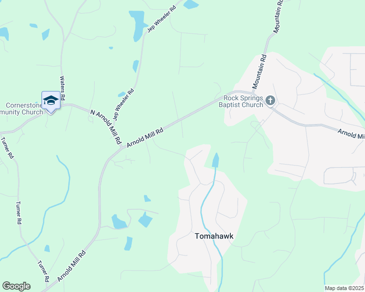 map of restaurants, bars, coffee shops, grocery stores, and more near 105 Junaluska Drive in Woodstock