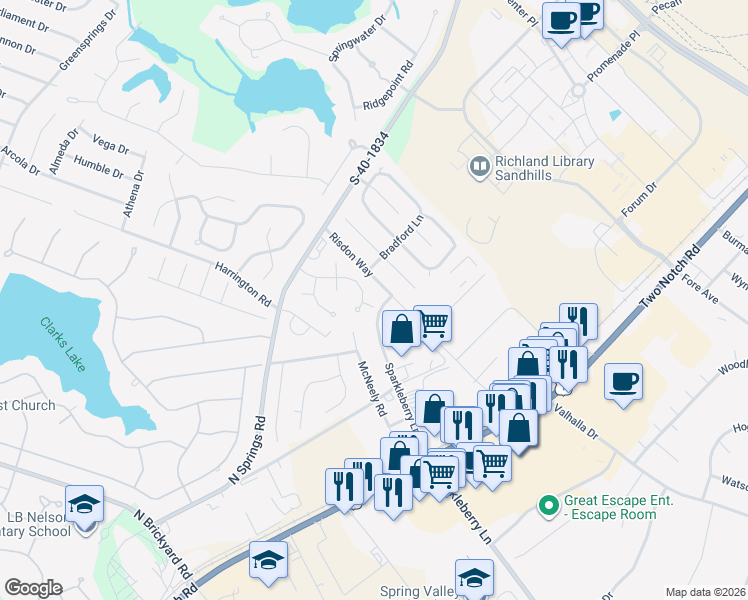map of restaurants, bars, coffee shops, grocery stores, and more near 103 Courtland in Columbia