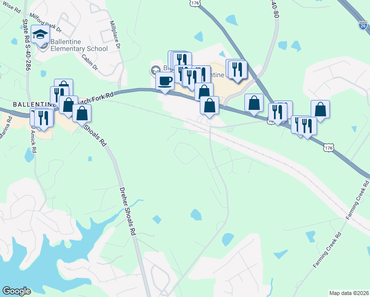 map of restaurants, bars, coffee shops, grocery stores, and more near 109 Willard Bouknight Road in Irmo