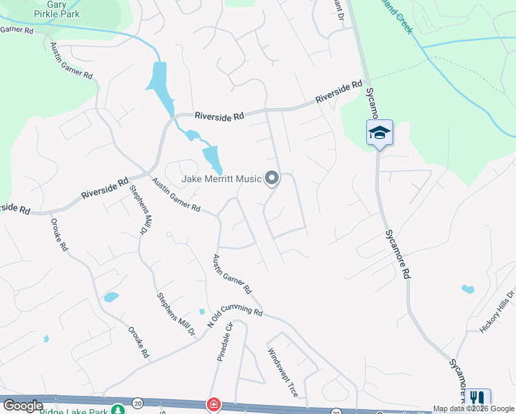 map of restaurants, bars, coffee shops, grocery stores, and more near 5540 Princeton Oaks Drive in Sugar Hill