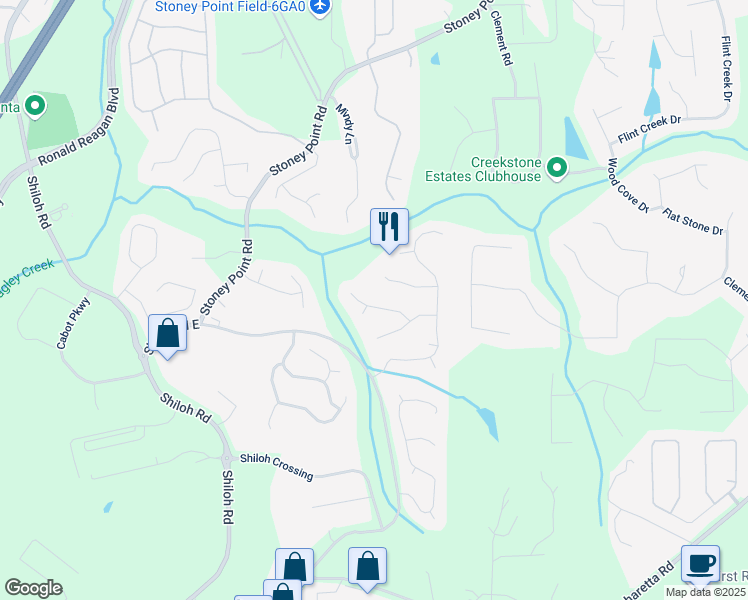 map of restaurants, bars, coffee shops, grocery stores, and more near 6770 Ulster Court in Alpharetta