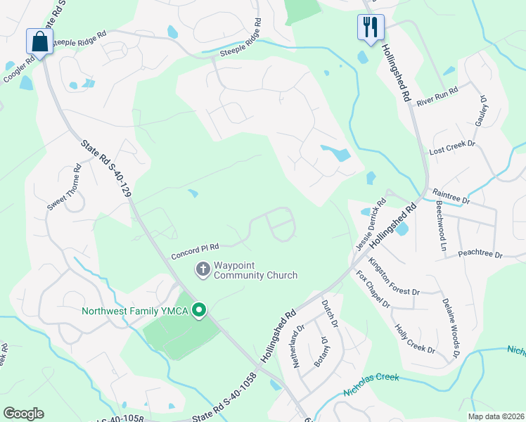 map of restaurants, bars, coffee shops, grocery stores, and more near 315 Concord Place Road in Irmo