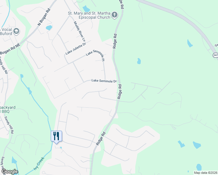 map of restaurants, bars, coffee shops, grocery stores, and more near 3710 Morgans Ridge Court in Buford