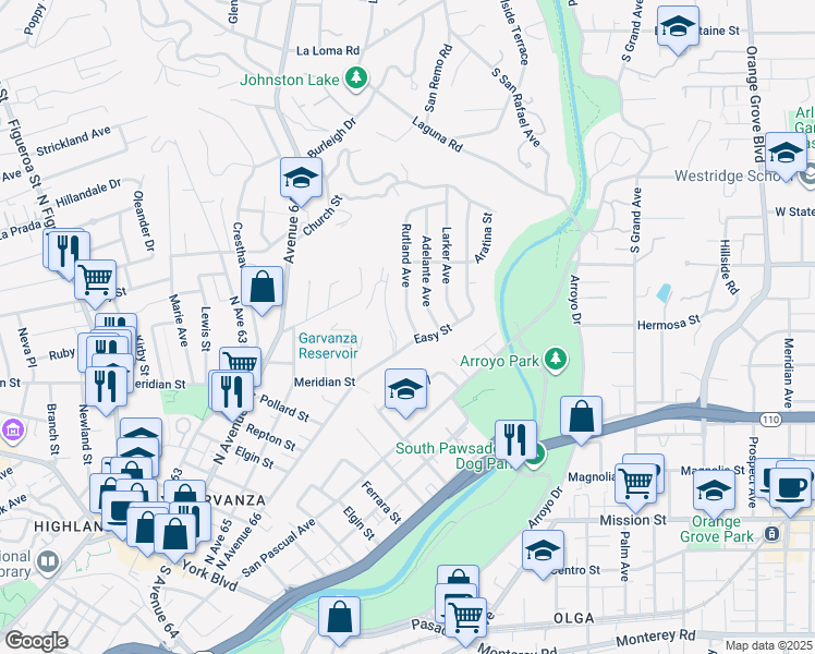 map of restaurants, bars, coffee shops, grocery stores, and more near 913 Rutland Avenue in Los Angeles