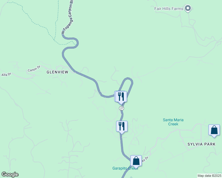 map of restaurants, bars, coffee shops, grocery stores, and more near 2152 North Topanga Canyon Boulevard in Los Angeles County