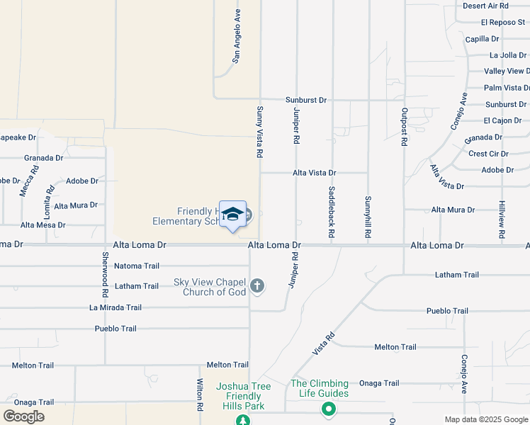 map of restaurants, bars, coffee shops, grocery stores, and more near 7217 Sunny Vista Road in Joshua Tree