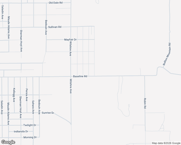 map of restaurants, bars, coffee shops, grocery stores, and more near Sheridan Avenue in Twentynine Palms