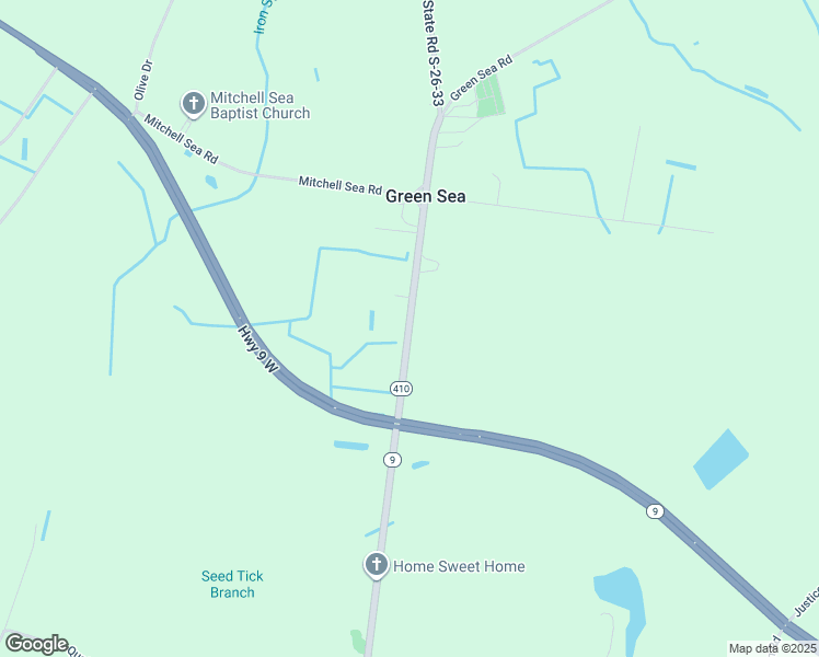 map of restaurants, bars, coffee shops, grocery stores, and more near 1076 Green Sea Road in Green Sea