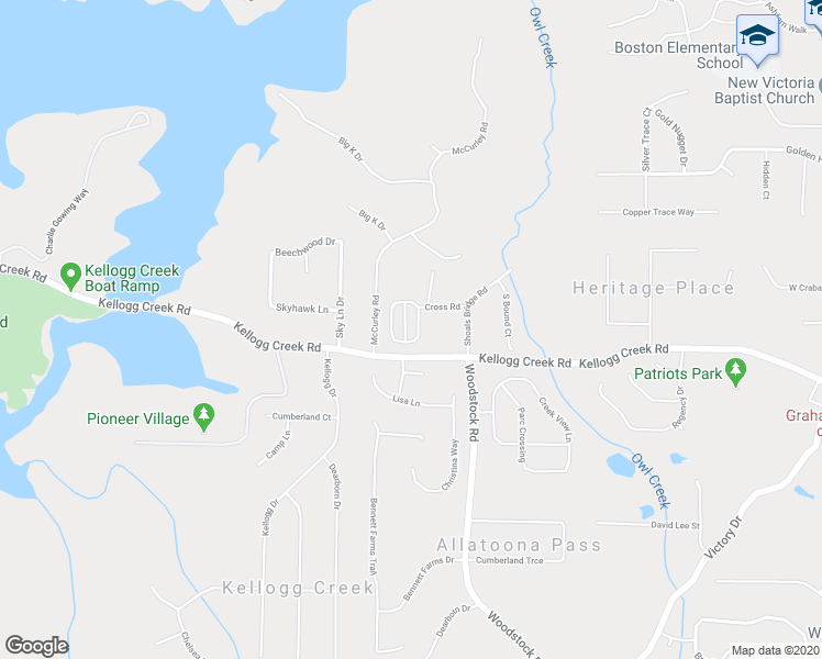 map of restaurants, bars, coffee shops, grocery stores, and more near 408 Blue Sky Circle in Acworth