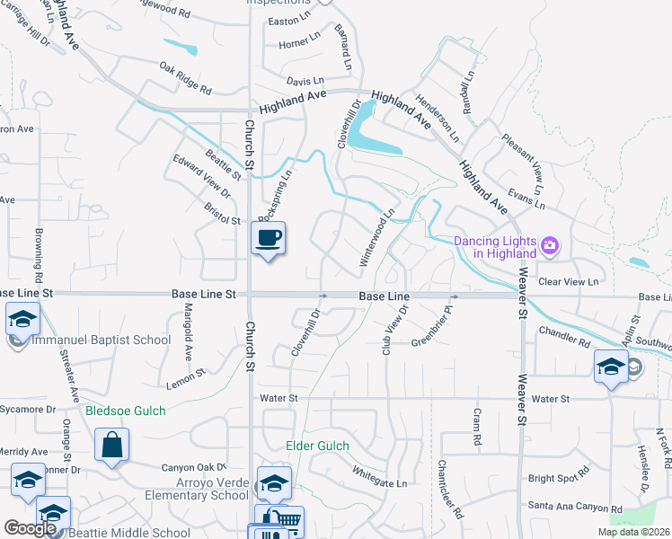 map of restaurants, bars, coffee shops, grocery stores, and more near 7263 Deerwood Place in Highland