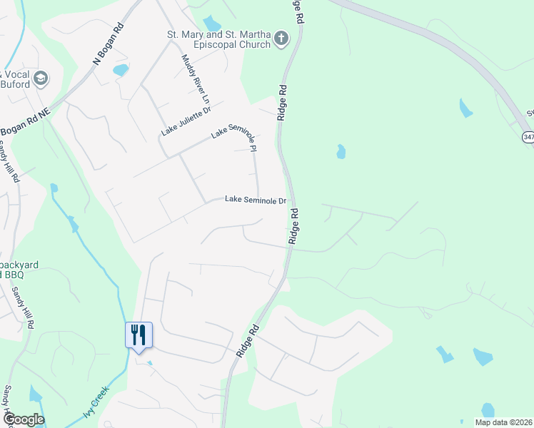 map of restaurants, bars, coffee shops, grocery stores, and more near 3710 Morgans Ridge Court in Buford