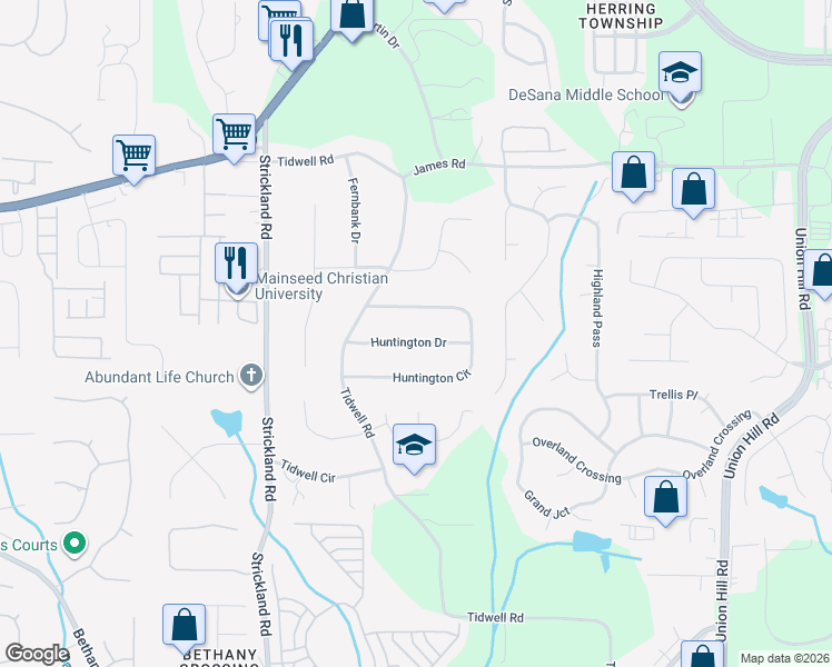 map of restaurants, bars, coffee shops, grocery stores, and more near 465 Huntington Drive in Alpharetta