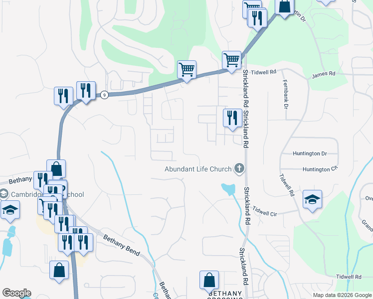 map of restaurants, bars, coffee shops, grocery stores, and more near 3596 Archgate Court in Alpharetta