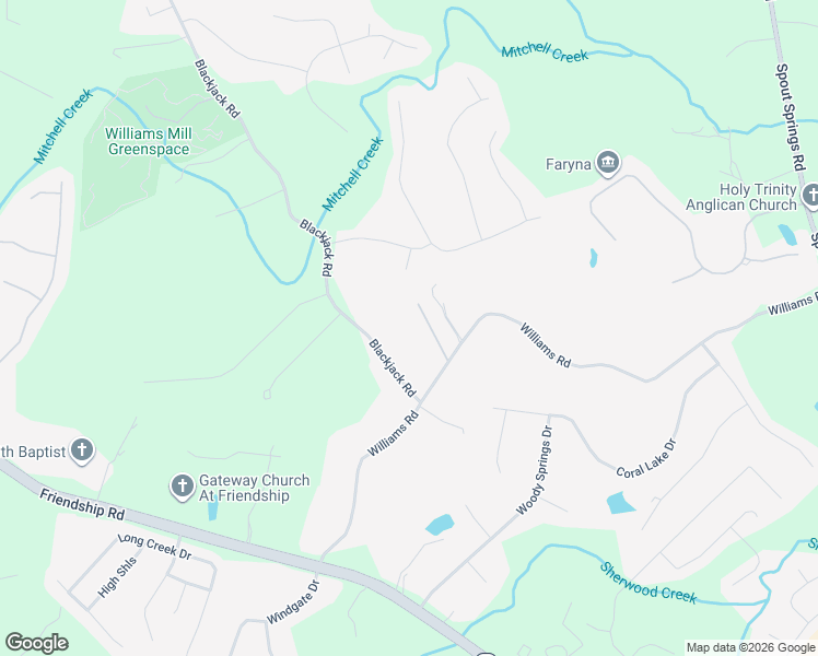 map of restaurants, bars, coffee shops, grocery stores, and more near 6367 Blackjack Road in Flowery Branch