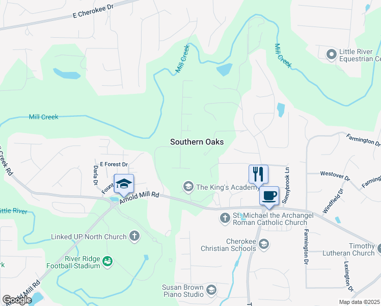 map of restaurants, bars, coffee shops, grocery stores, and more near 306 Scarlett Lane in Woodstock