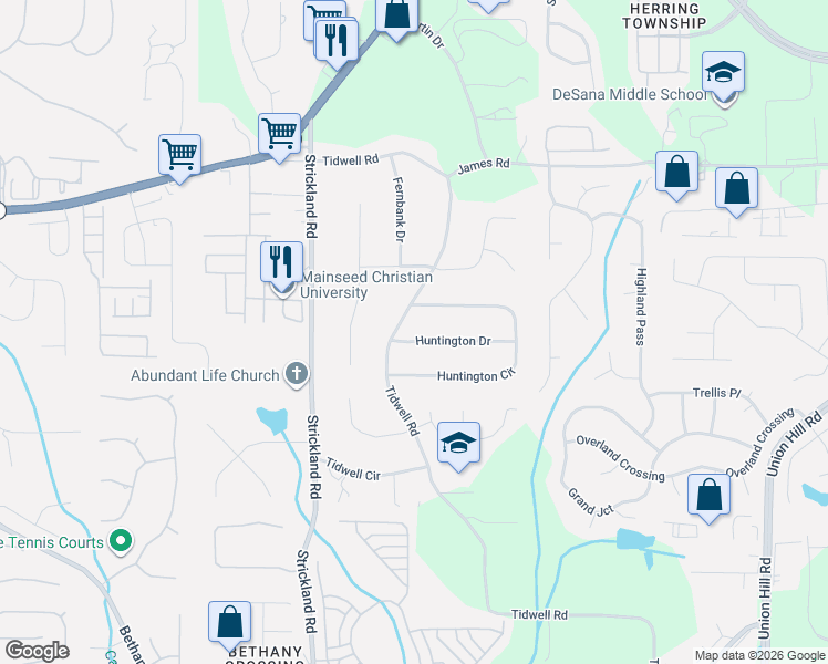 map of restaurants, bars, coffee shops, grocery stores, and more near 425 Huntington Drive in Alpharetta