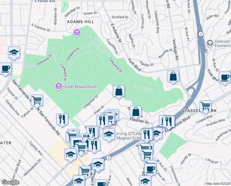 map of restaurants, bars, coffee shops, grocery stores, and more near 3205 Weldon Avenue in Los Angeles