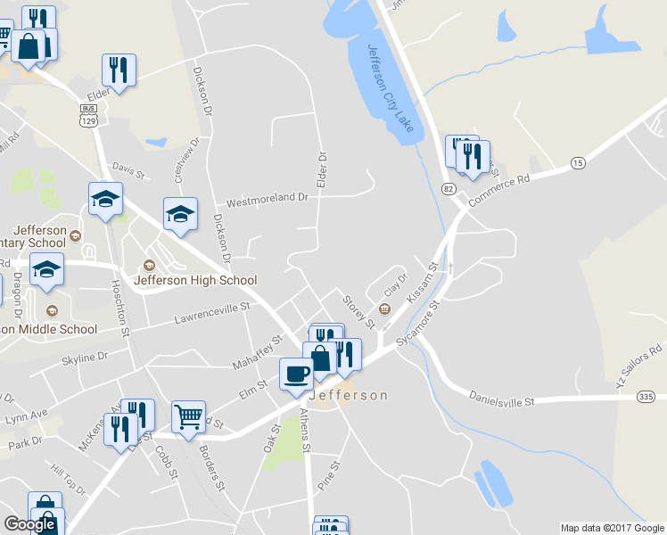 map of restaurants, bars, coffee shops, grocery stores, and more near 59 Cooley Avenue in Jefferson