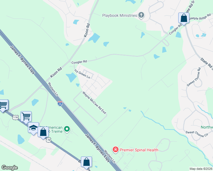 map of restaurants, bars, coffee shops, grocery stores, and more near 200 Garden Gate Lane in Irmo