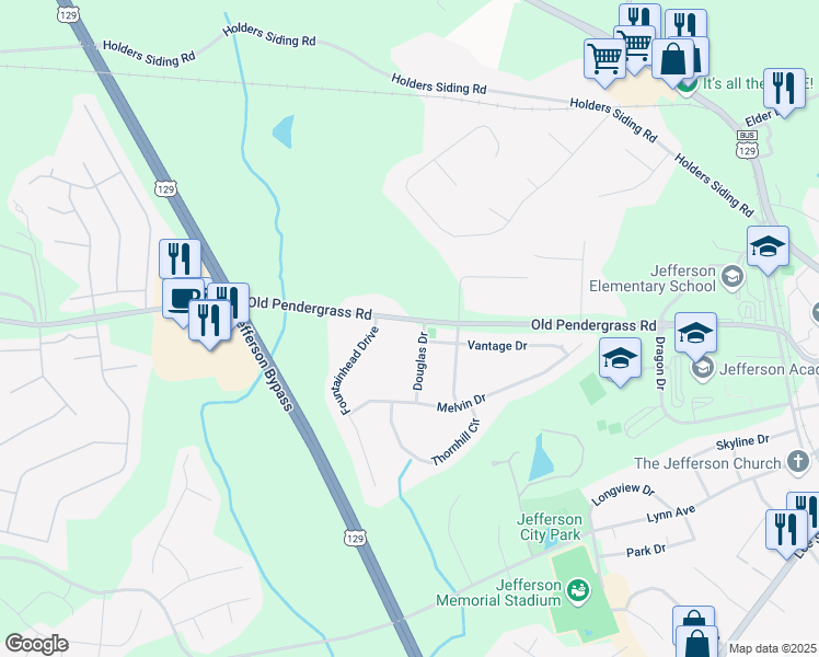 map of restaurants, bars, coffee shops, grocery stores, and more near 42 Douglas Drive in Jefferson
