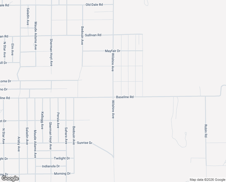 map of restaurants, bars, coffee shops, grocery stores, and more near Wilshire Avenue in Twentynine Palms
