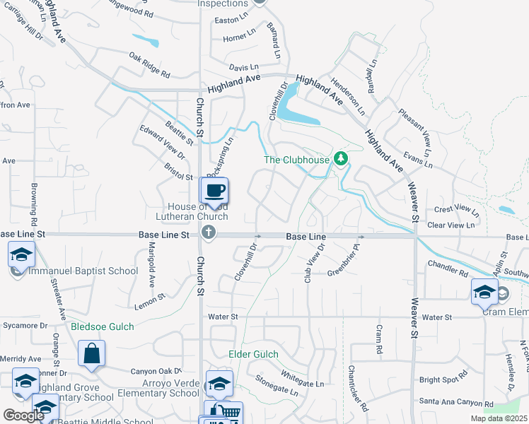 map of restaurants, bars, coffee shops, grocery stores, and more near 29109 Rosewood Lane in Highland