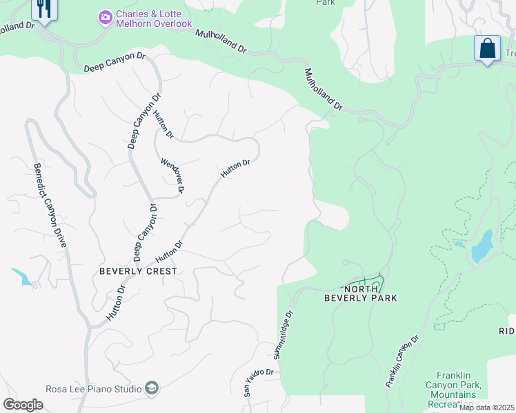 map of restaurants, bars, coffee shops, grocery stores, and more near 9621 Arby Drive in Beverly Hills