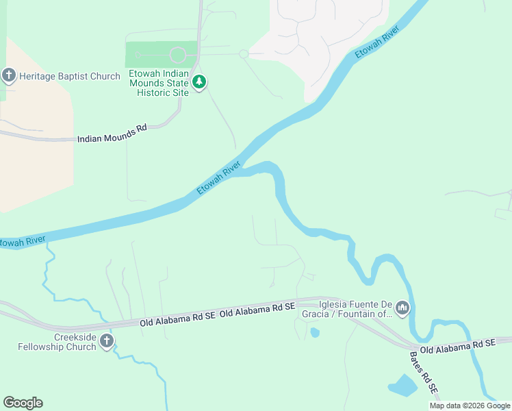 map of restaurants, bars, coffee shops, grocery stores, and more near River Shoals Drive in Cartersville