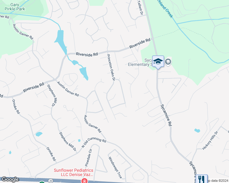 map of restaurants, bars, coffee shops, grocery stores, and more near 1074 Megan Court in Sugar Hill