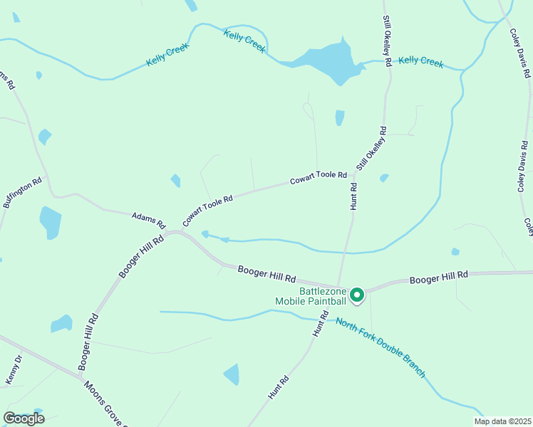 map of restaurants, bars, coffee shops, grocery stores, and more near 346 Cowart Toole Road in Danielsville